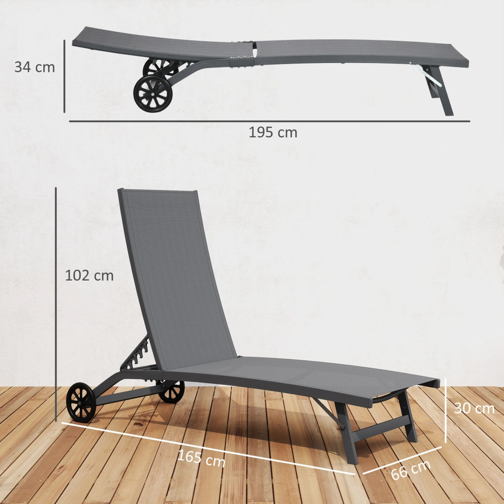 Set 2 Lettini Prendisole ¨C Zephmum ¨C Grigio Scuro, Alluminio, 66x165x102 cm