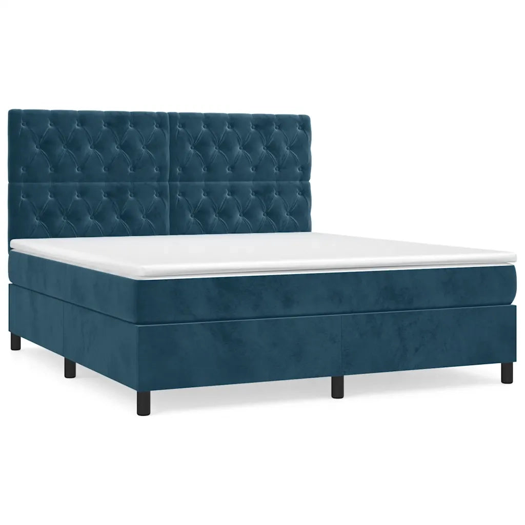 Giroletto a Molle con Materasso Blu Scuro 160x200 cm in Velluto 3143215