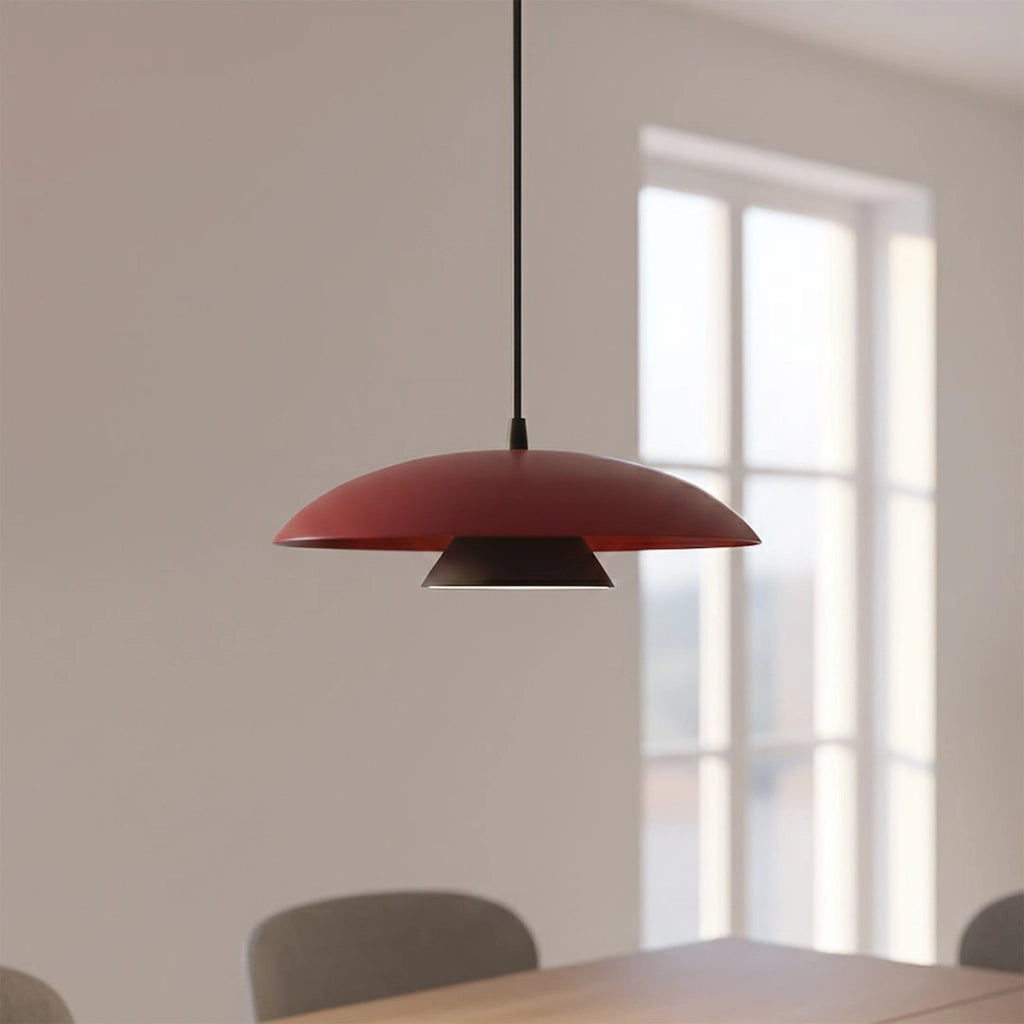 Lampada a sospensione Babel in acciaio bordeaux e nero