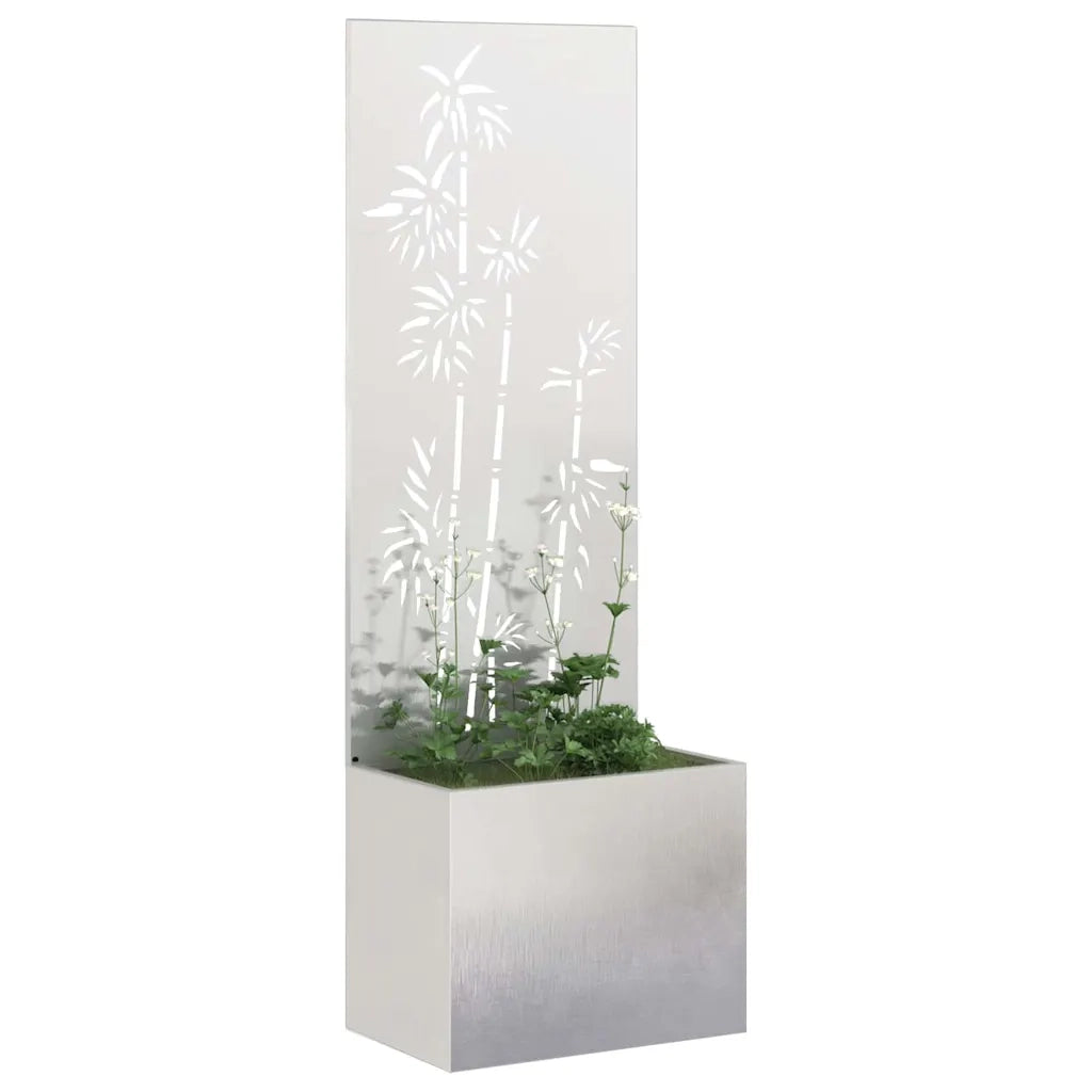vidaXL Vaso da Giardino con Pannello Decorativo Argento 50 x 140 cm
