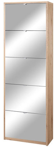 Scarpiera 5 Ante con Specchio 63x190x29 cm Rovere Naturale