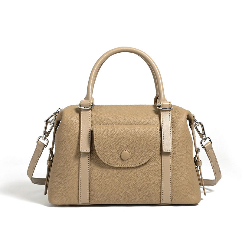 Borsa a tracolla in vera pelle grigia