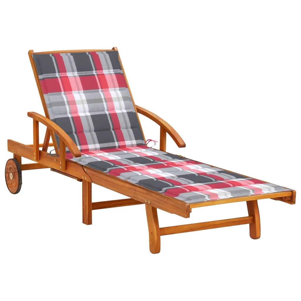 Lettino Prendisole da Giardino con Cuscino Massello di Acacia cod mxl 72068