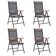 Sedie da Giardino Pieghevoli 4 pz in Alluminio e Textilene Nere cod mxl 5747