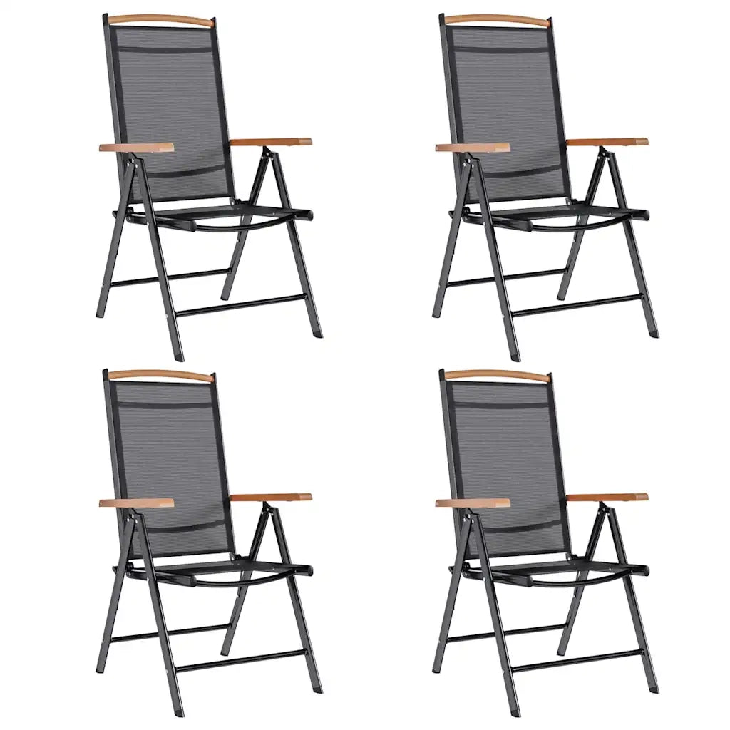 Sedie da Giardino Pieghevoli 4 pz in Alluminio e Textilene Nere cod mxl 5747