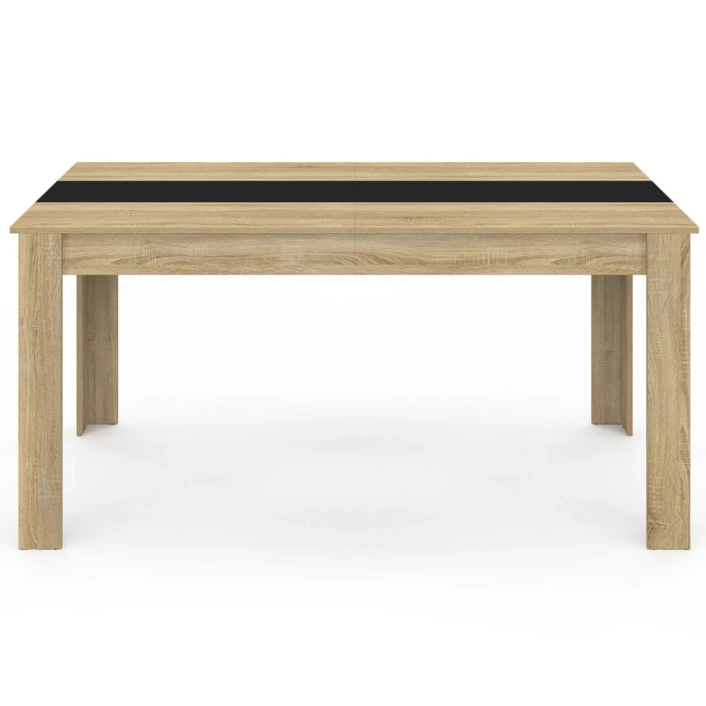 IDMarket - Tavolo da pranzo rettangolare GEORGIA per 8 persone in simil-faggio e nero 160 x 80 cm