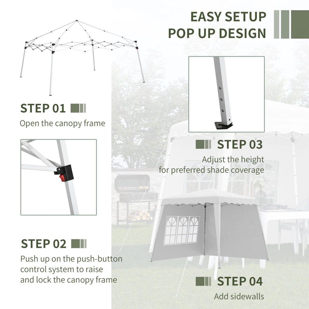 Gazebo Pieghevole da Giardino 2,4x2,4x2,5m in Acciaio e Tessuto Oxford Bianco