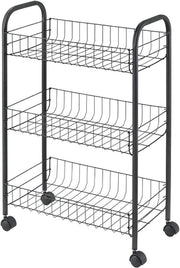 Trolley da cucina 3 livelli nero - Lugano - spazio di stoccaggio extra