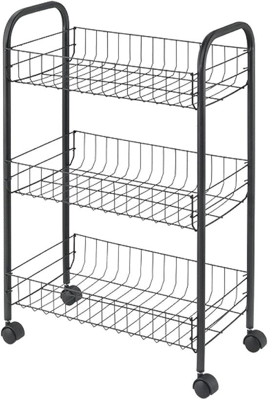 Trolley da cucina 3 livelli nero - Lugano - spazio di stoccaggio extra