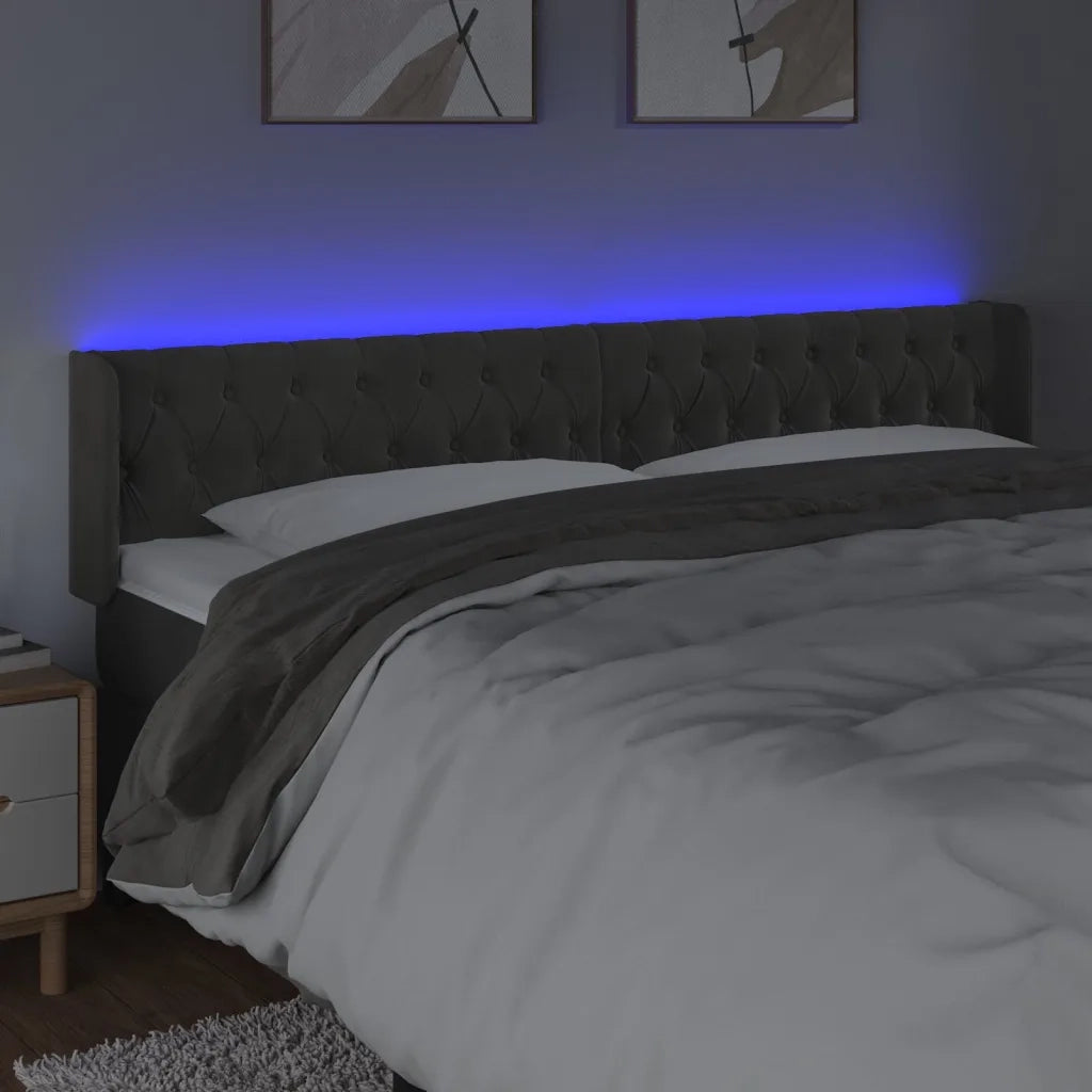 Testiera a LED Grigio Scuro 203x16x78/88 cm in Velluto cod mxl 44519