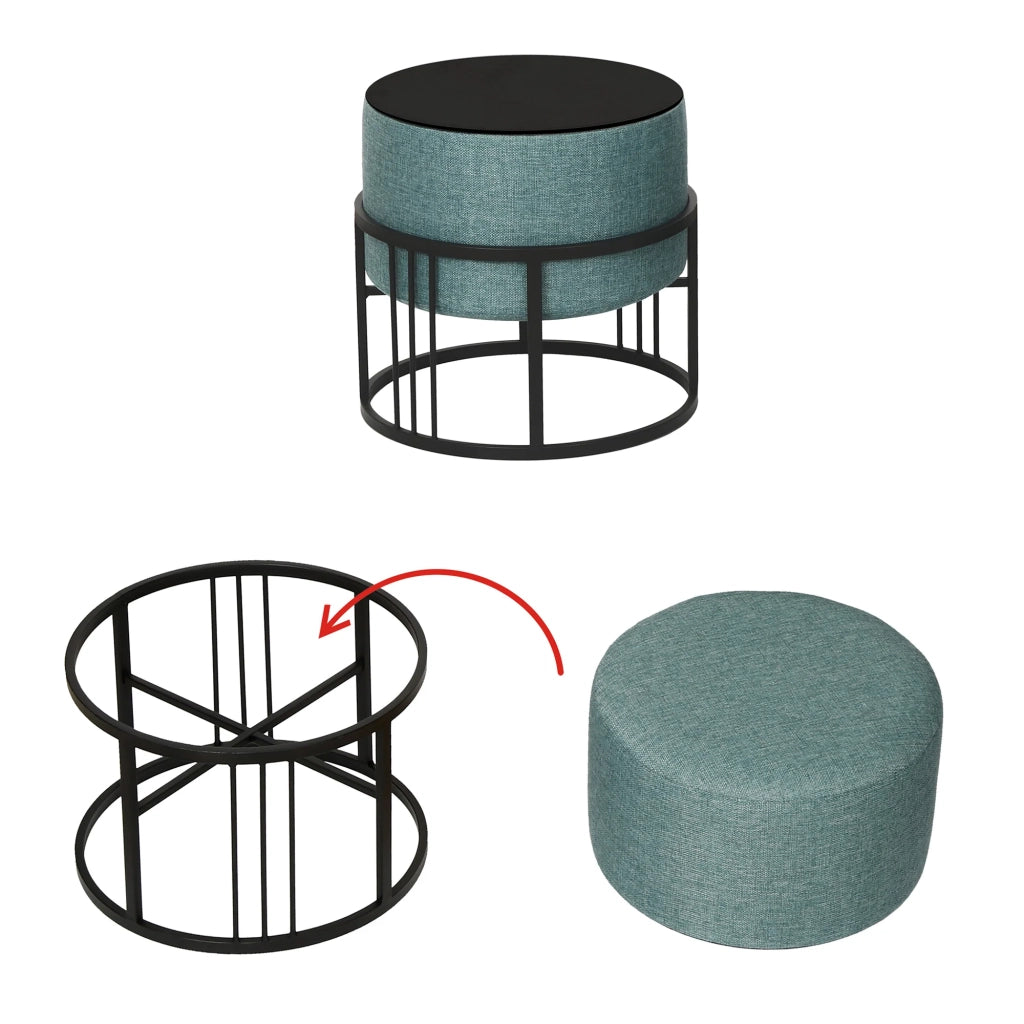 Set di 2 pouf impilabili design moderno e senza tempo multifunzionali rotondi verdi 03_0009696