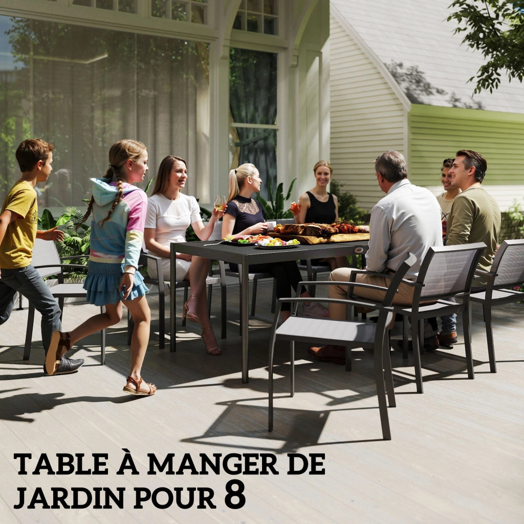 Tavolo da pranzo per giardino ¨C Zephmum ¨C Grigio, metallo, 186x90x74 cm