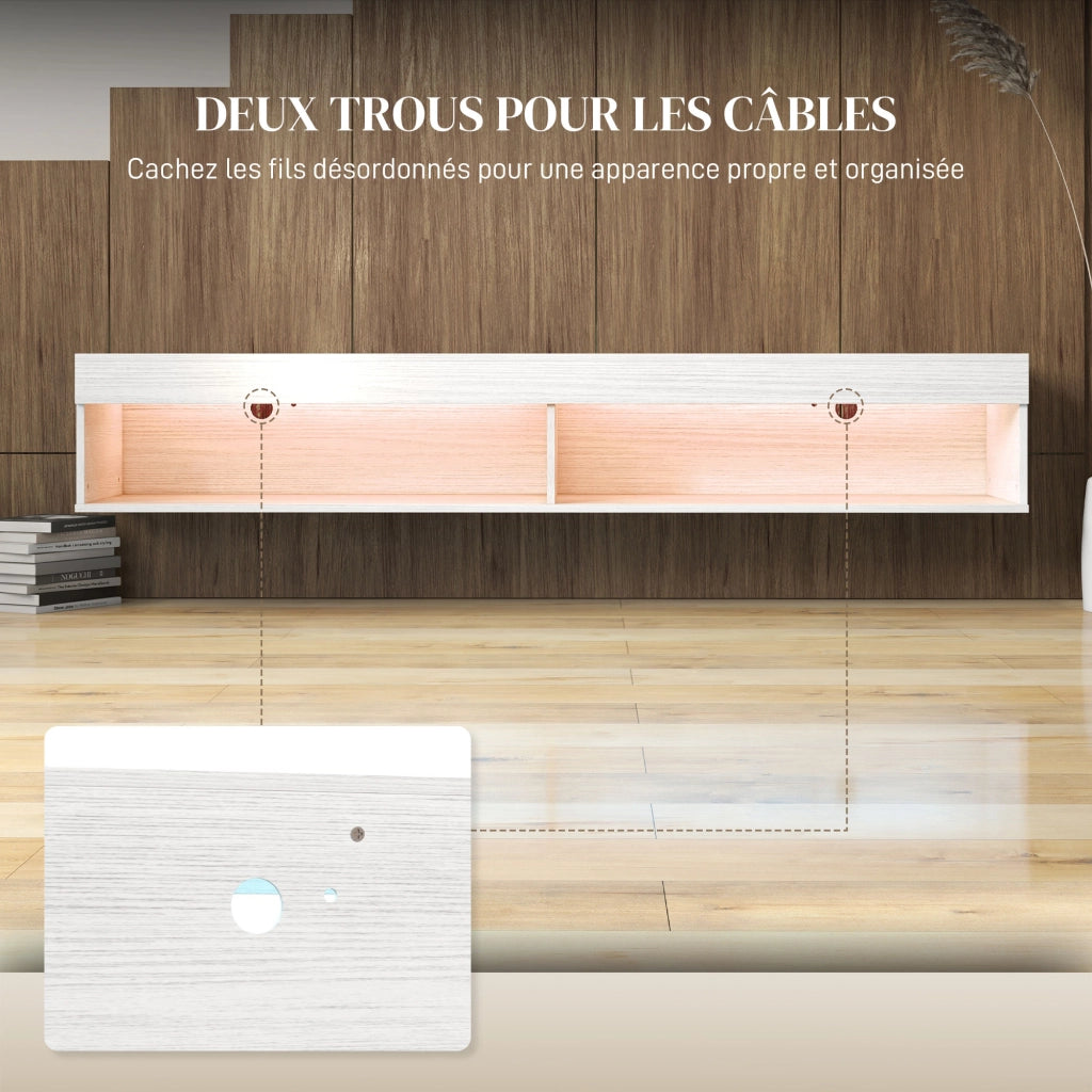 Mobile TV a parete con illuminazione LED ¨C zephmum ¨C bianco 180x40x30 cm