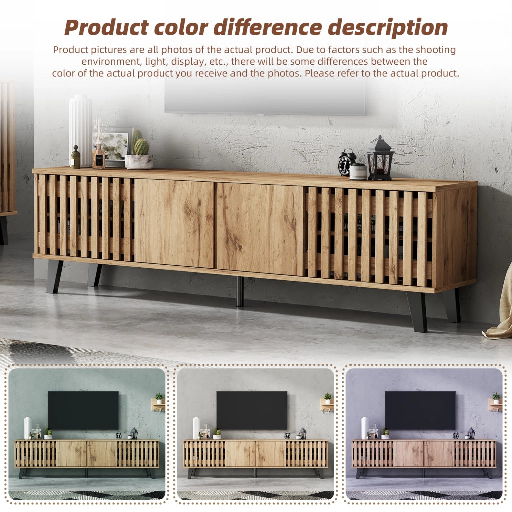 Mobile TV con 4 ante e 8 vani; per soggiorno; in truciolare; 180 x 40 x 55 cm; naturale