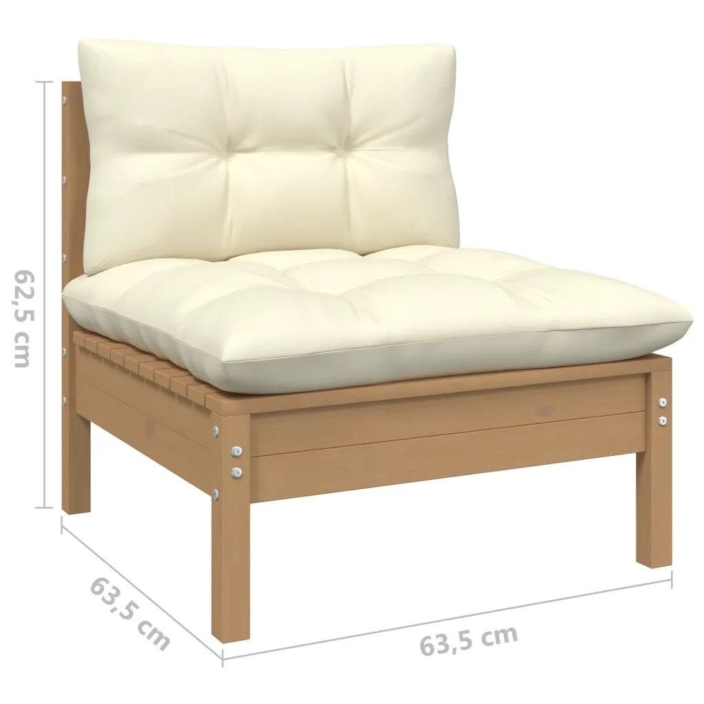 Set Salotto Giardino 5pz con Cuscini Marrone Ambra Legno Pino 3096295