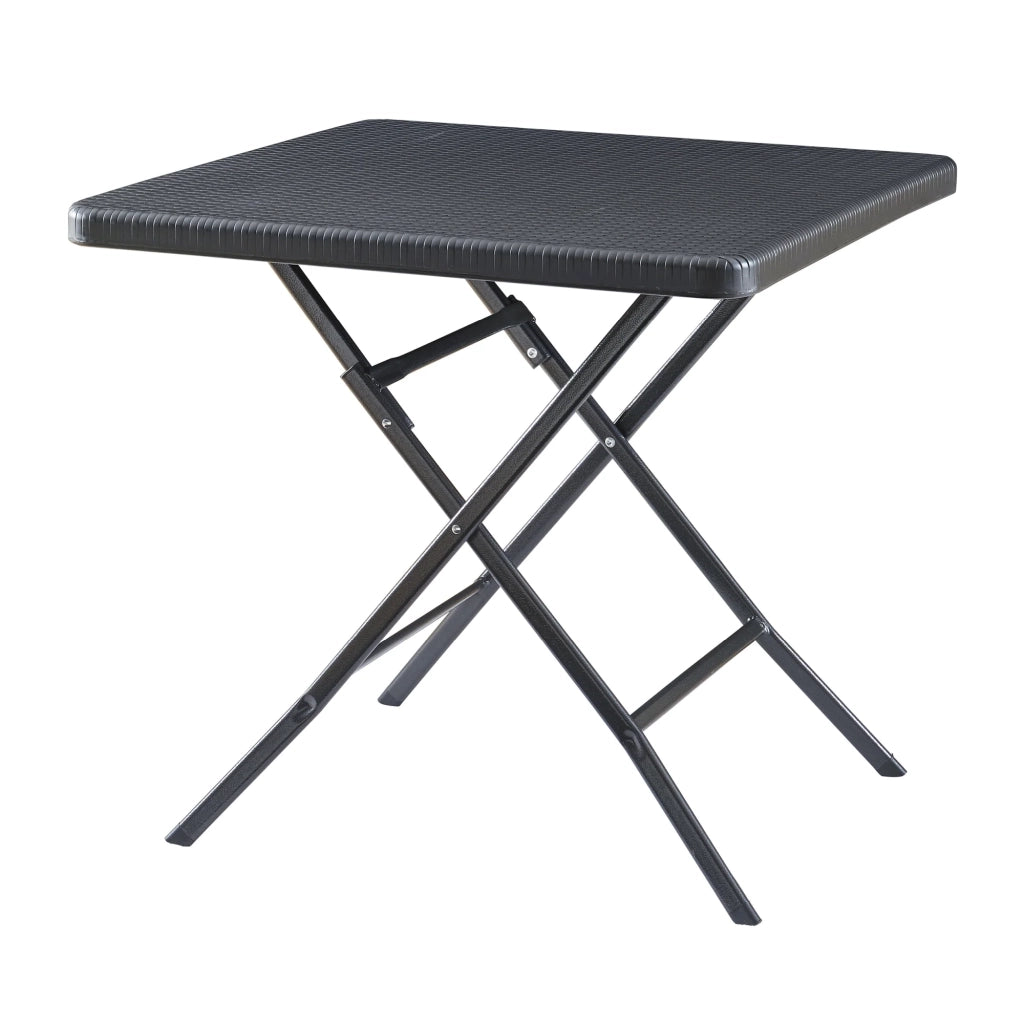 Tavolo da campeggio pieghevole 78 x 78 x 74 cm effetto rattan nero 03_0011004