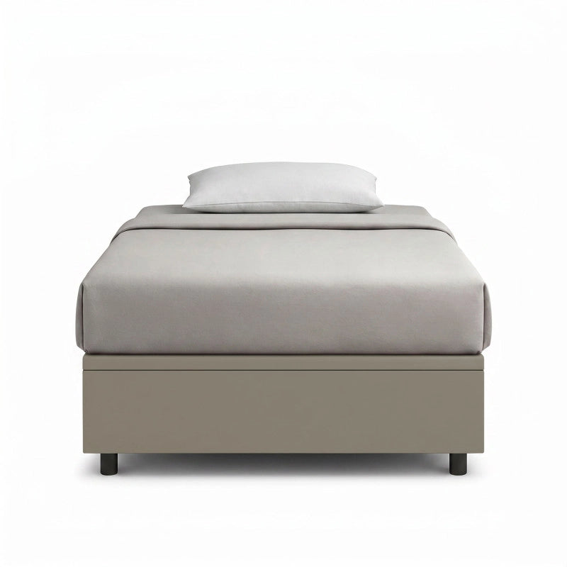 Letto imbottito Singolo 80x200 cm BoxMax - Similpelle,Cappuccino,Contenitore