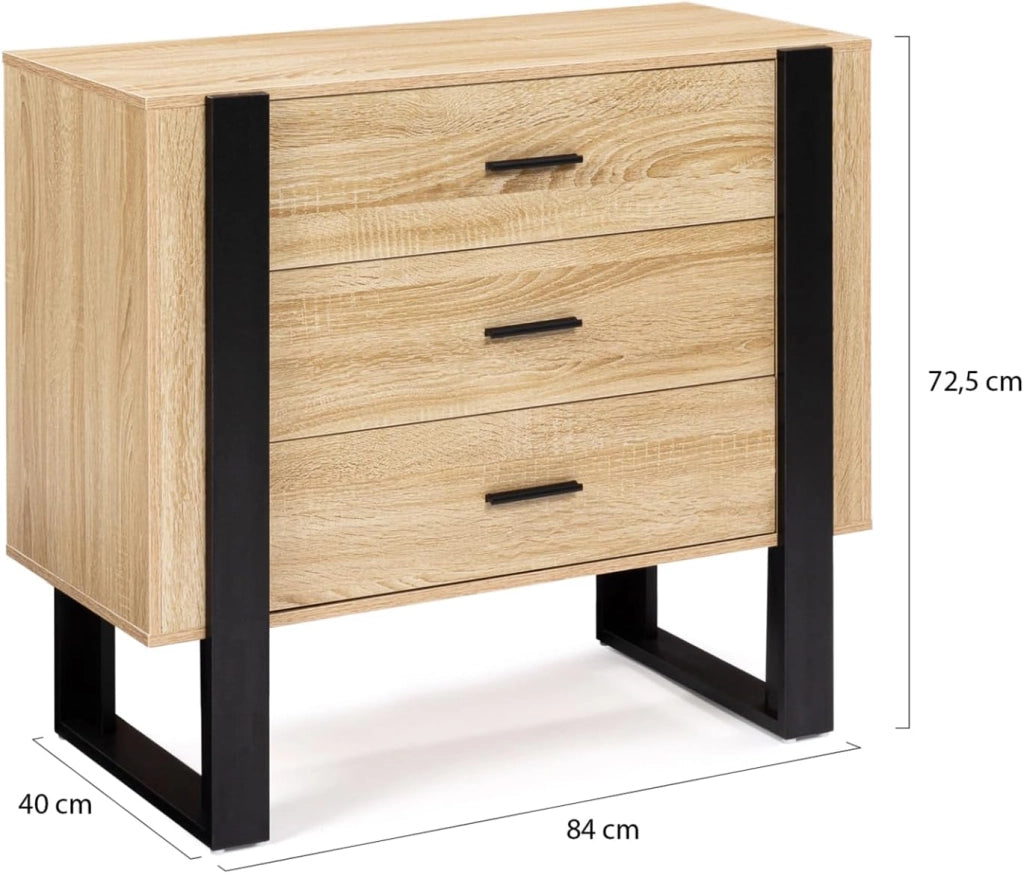 Cassettiera a 3 cassetti PHOENIX in legno e nero