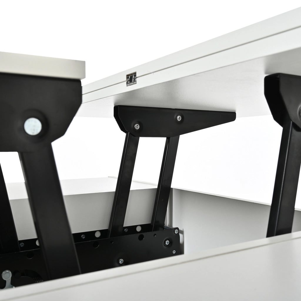 Tavolino da caffè 100x50x52 cm regolabile in altezza con 4 cassetti in truciolare bianco