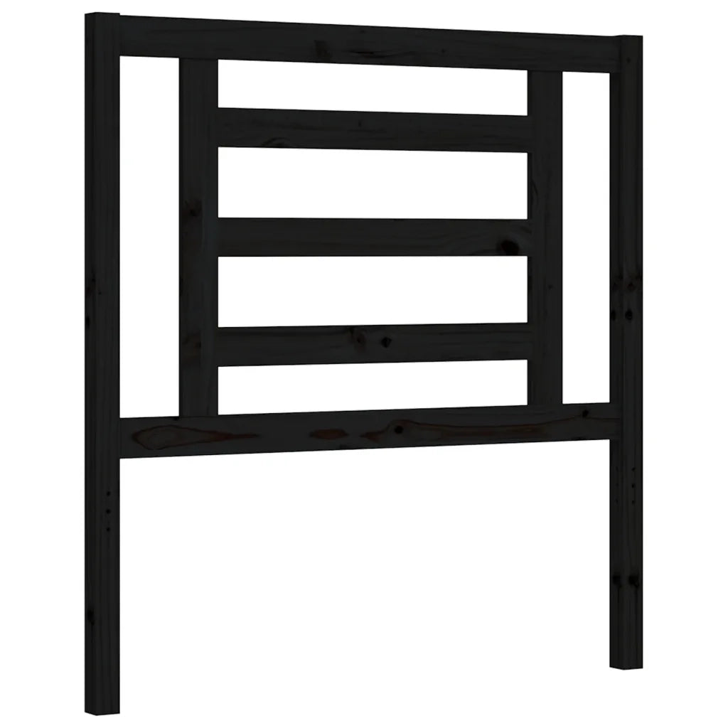 Letto singolo | Letto per adulti | Giroletto con Testiera Nero Small Single in Legno Massello