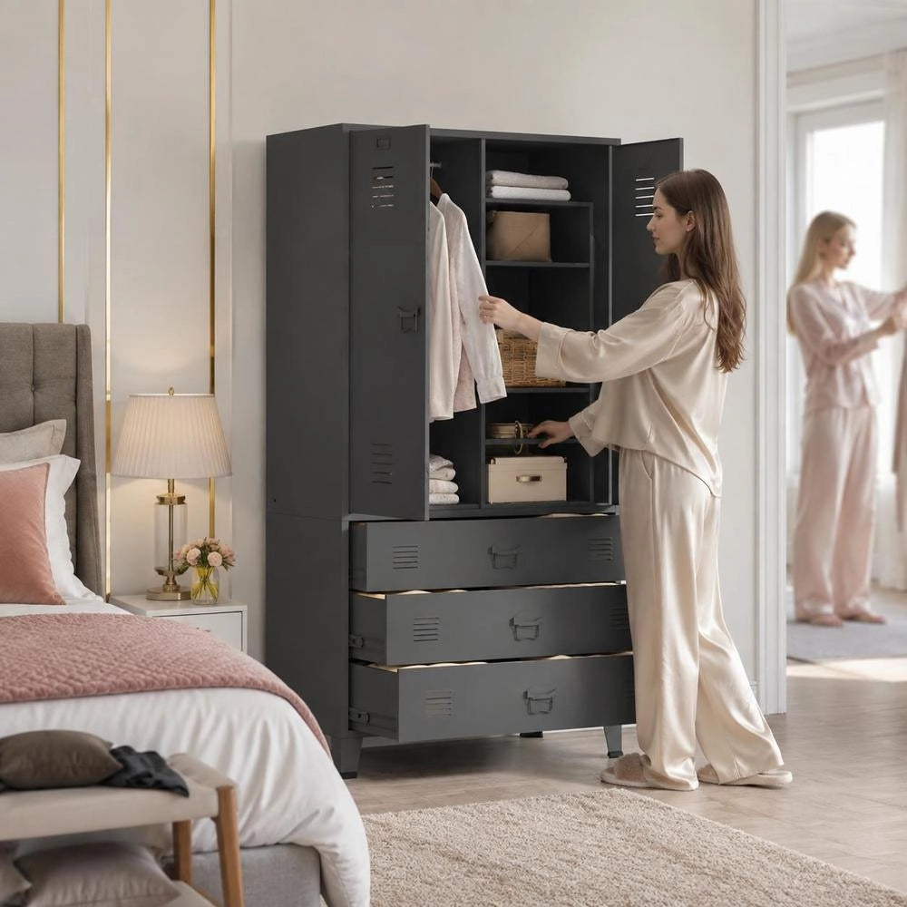 Industrial Wardrobe, Anthracite, 90x50x180 Cm, Metal