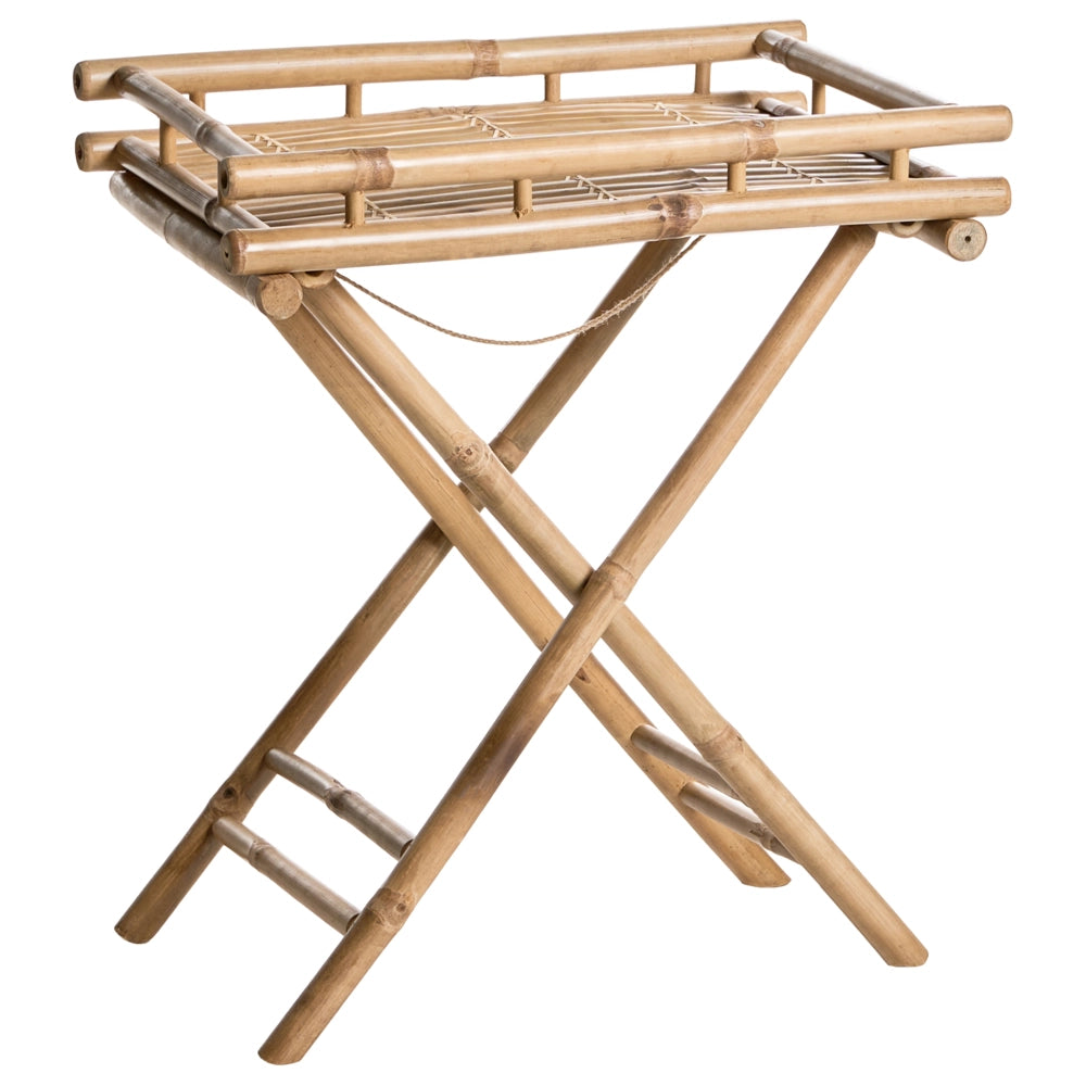 Tavolino da bagno in bambù naturale con vassoio pieghevole decorativo in stile scandinavo moderno