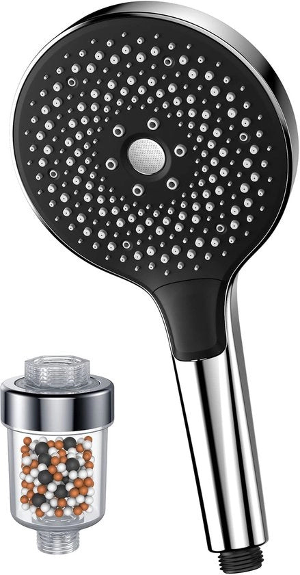 Douchekop idroregolatore con filtro per risparmio d'acqua - douchekop per docce a getto regolabile con 4 tipi di getto, alta pressione (douchekop senza tubo), cromato