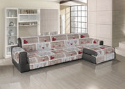 Copridivano Trapuntato Per Divani Con Penisola Disegno Shabby Love - 280-285 cm - Rosso