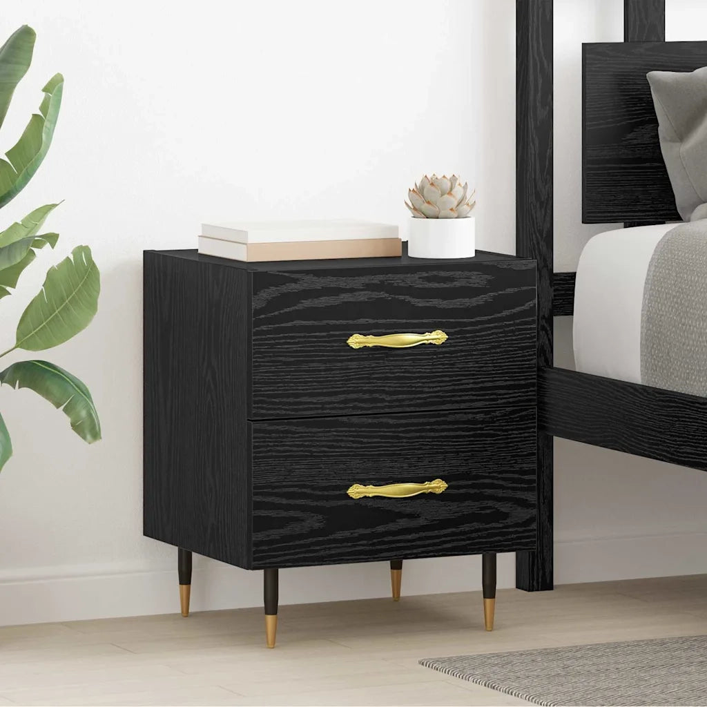 Armadio da Notte con cassetto Rovere Nero 40 x 35 x 47,5 cm 881981