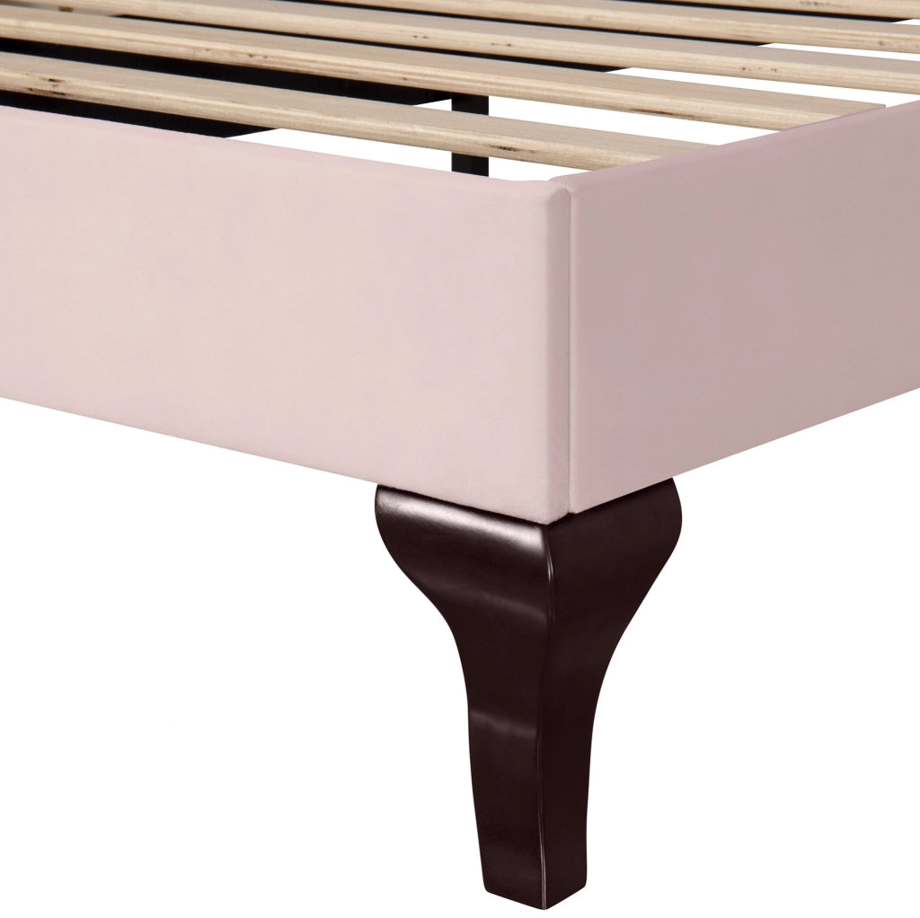 Letto imbottito 90x200 cm in velluto rosa con testiera regolabile e rete a doghe