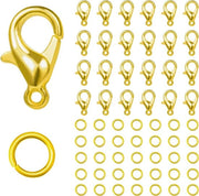 Set di Chiusura per Collane con Fermo all'Anello e Fermo all'Aragosta - 12x6mm + 07x5mm - Oro