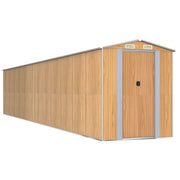 Casetta da giardino cabina ripostiglio capanno da esterno capanno per attrezzi robusta colore chiaro 192 x 1021 x 223 cm acciaio zincato marrone 02_0022299