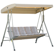 Easycomfort Dondolo da Giardino 3 Posti in Acciaio con Tetto Regolabile, Cuscini e Braccioli, 172x110x156cm