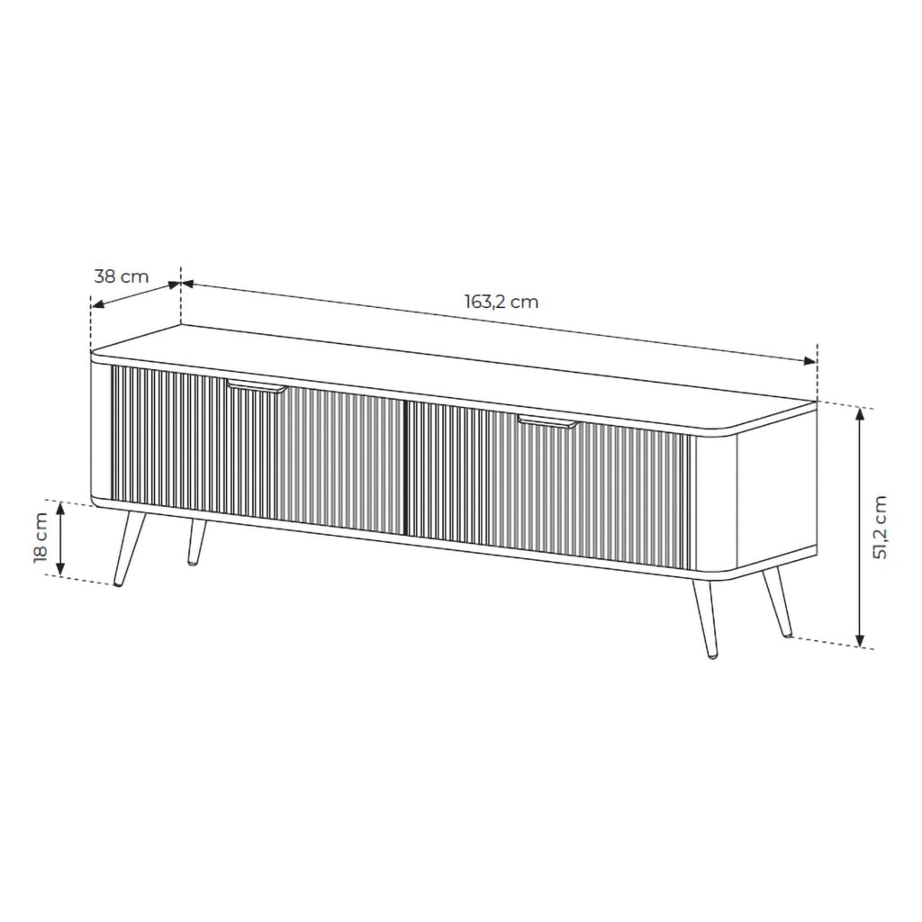 Kalase, Mobile Porta tv un Ripiano, 163x38x51h cm Bianco