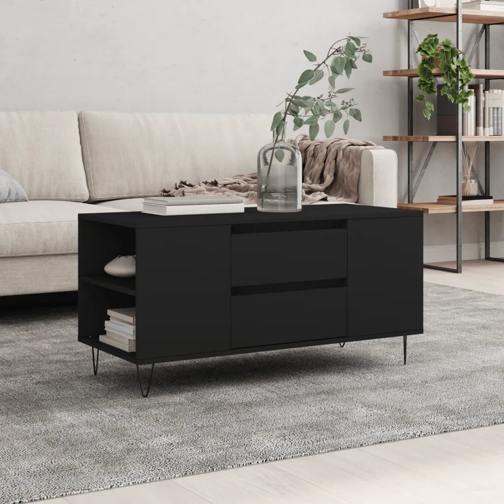 Tavolino da salotto | Tavolino da caff¨¨ | Tavolino da Soggiorno Nero 102x44,5x50 cm in Legno Multistrato
