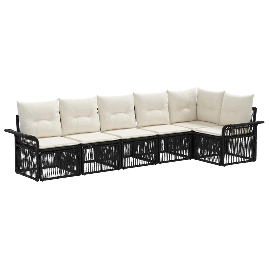 Set Divano da Giardino 6 pcs Nero polyrattan 3434833