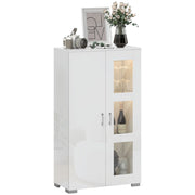 Buffet con LED RGB e telecomando ¨C zephmum ¨C bianco, vetro, 71x35x126cm