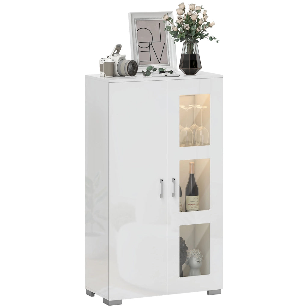 Buffet con LED RGB e telecomando ¨C zephmum ¨C bianco, vetro, 71x35x126cm