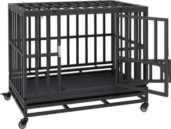 Recinzione per cani - 95x65x81 cm - Acciaio galvanizzato con 3 porte e apertura laterale