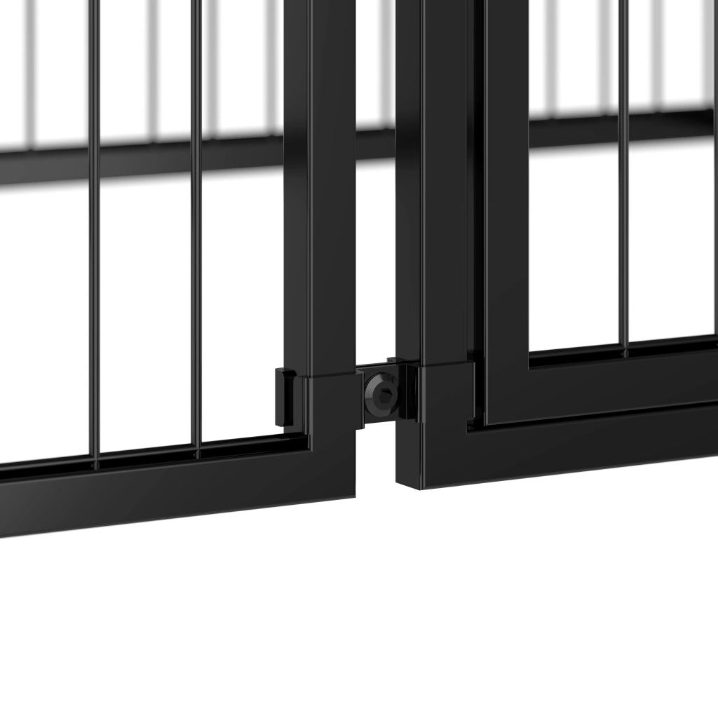 Gabbia modulare per cani con copertura e porta regolabile per interni in metallo e plastica nero 160×80×80 cm