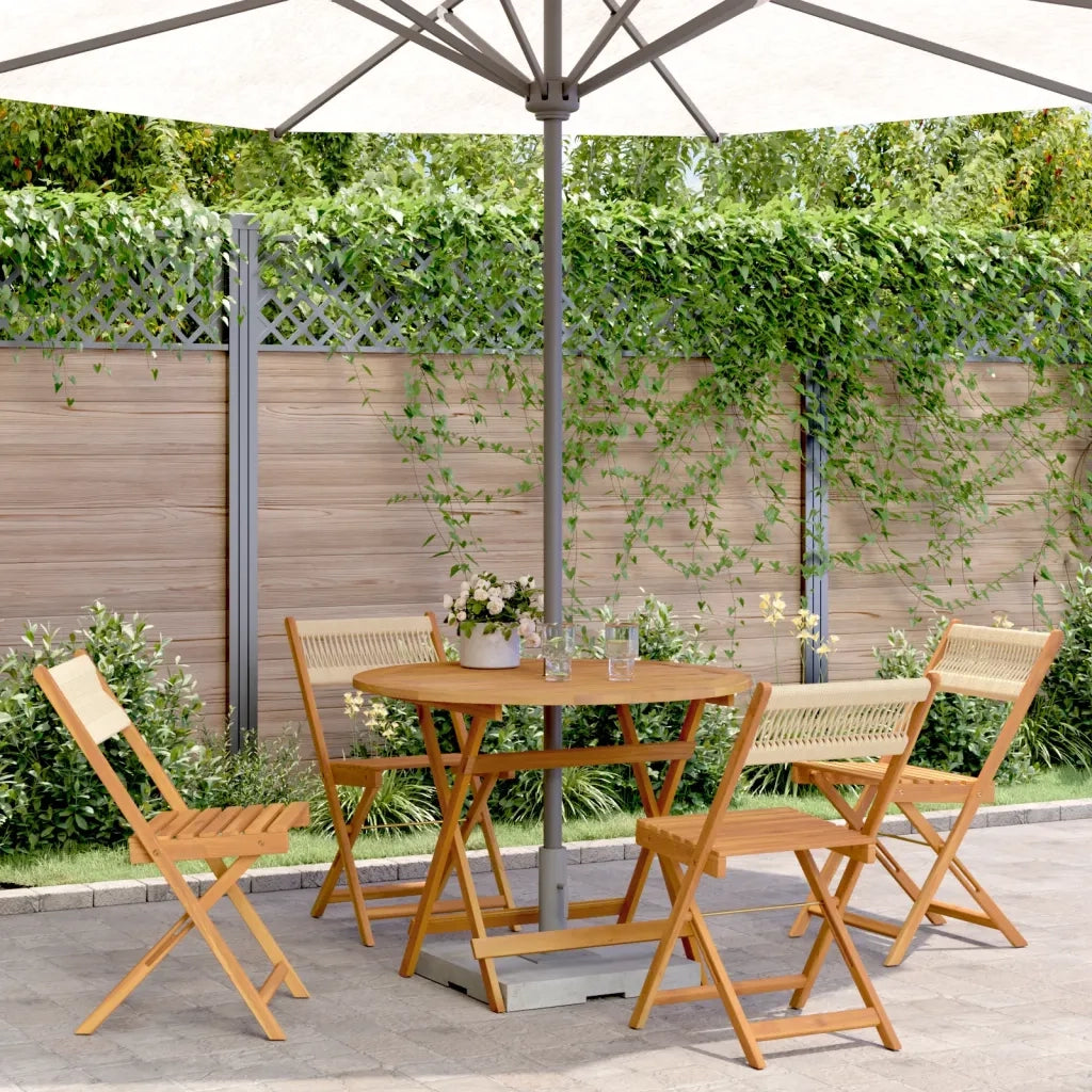 Set Pranzo da Giardino 5 pz | Set Salotto da Giardino Beige Polipropilene/ Legno Massello
