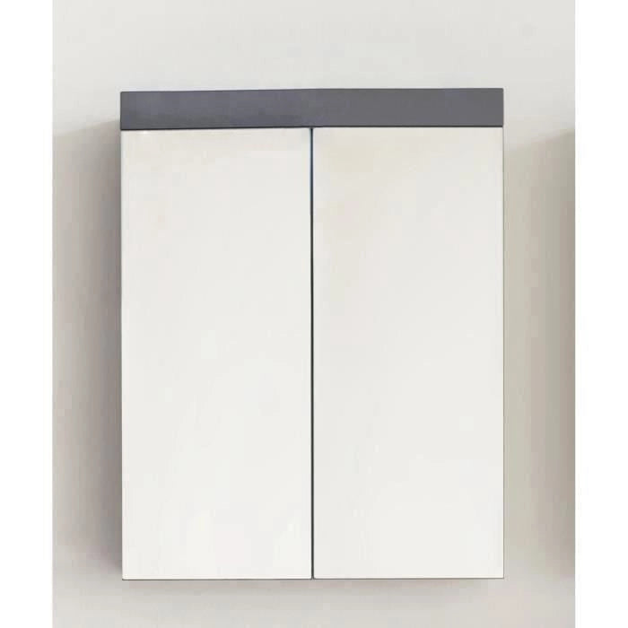 Mobile da bagno - TRENDTEAM - Amanda - 2 ante a specchio - Grigio - 60x17x77cm