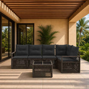 Set Divano da Giardino 6 pz Grigio polyrattan 3435713