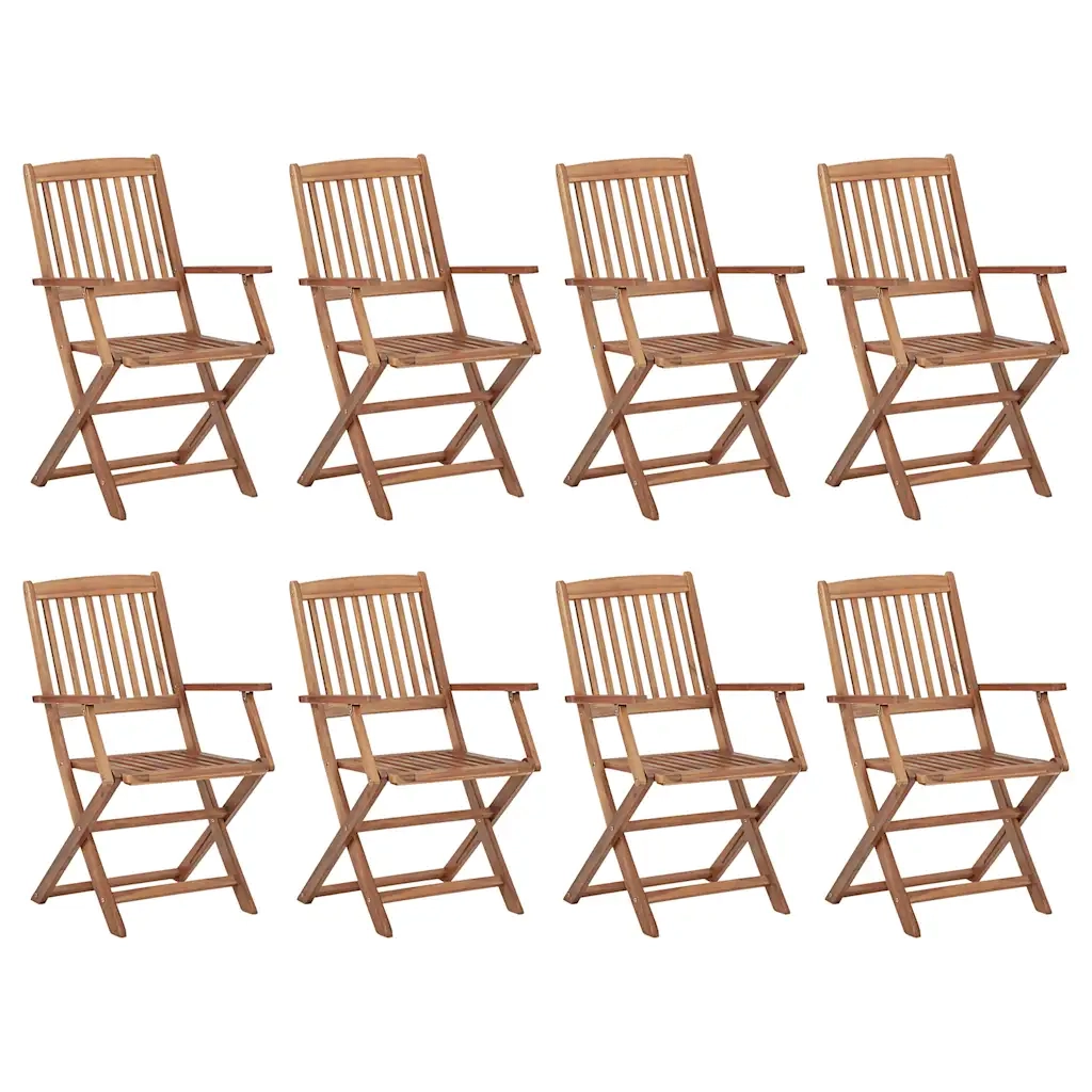 Sedie da Giardino Pieghevoli 8 pz con Cuscini Massello Acacia 3075087