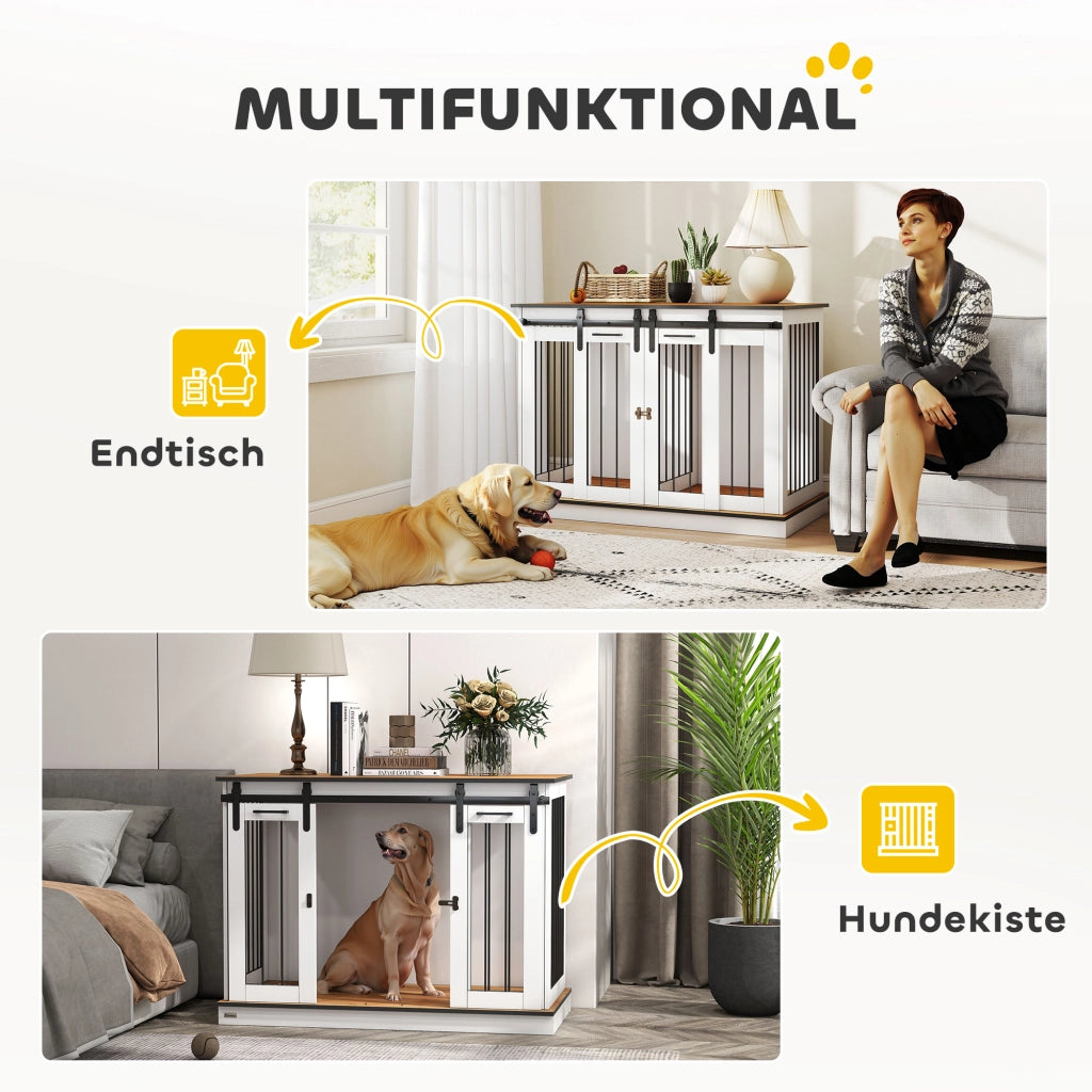 Gabbia per Cani ¨C zephmum ¨C Rustico, Bianco, 2 Porte
