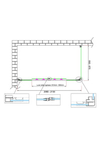 Box doccia 6 mm H 190 parete fissa e porta a 4 ante con apertura centrale MISURA 65-67,5 ANTA FISSA + PORTA 208-213 