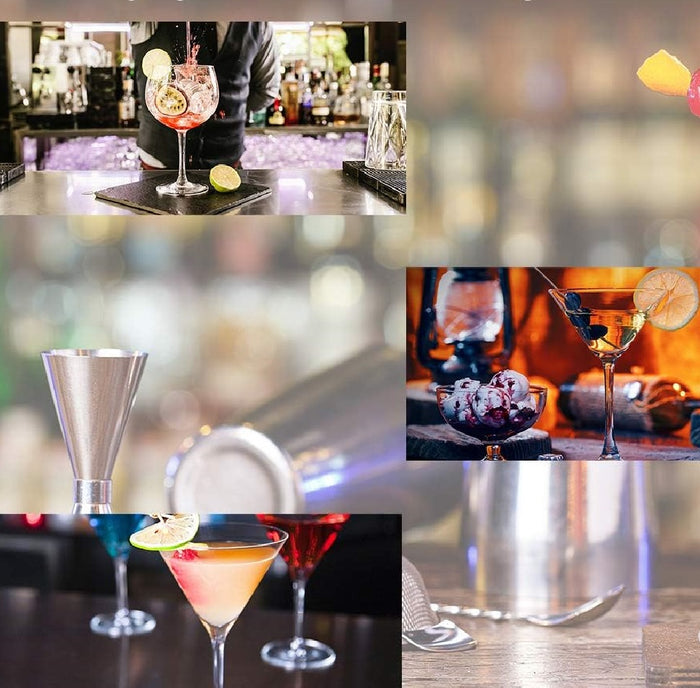 Set 5pz Preparazione Cocktail Secchiello Shaker e Accessori Acciaio Inox Kit Barman