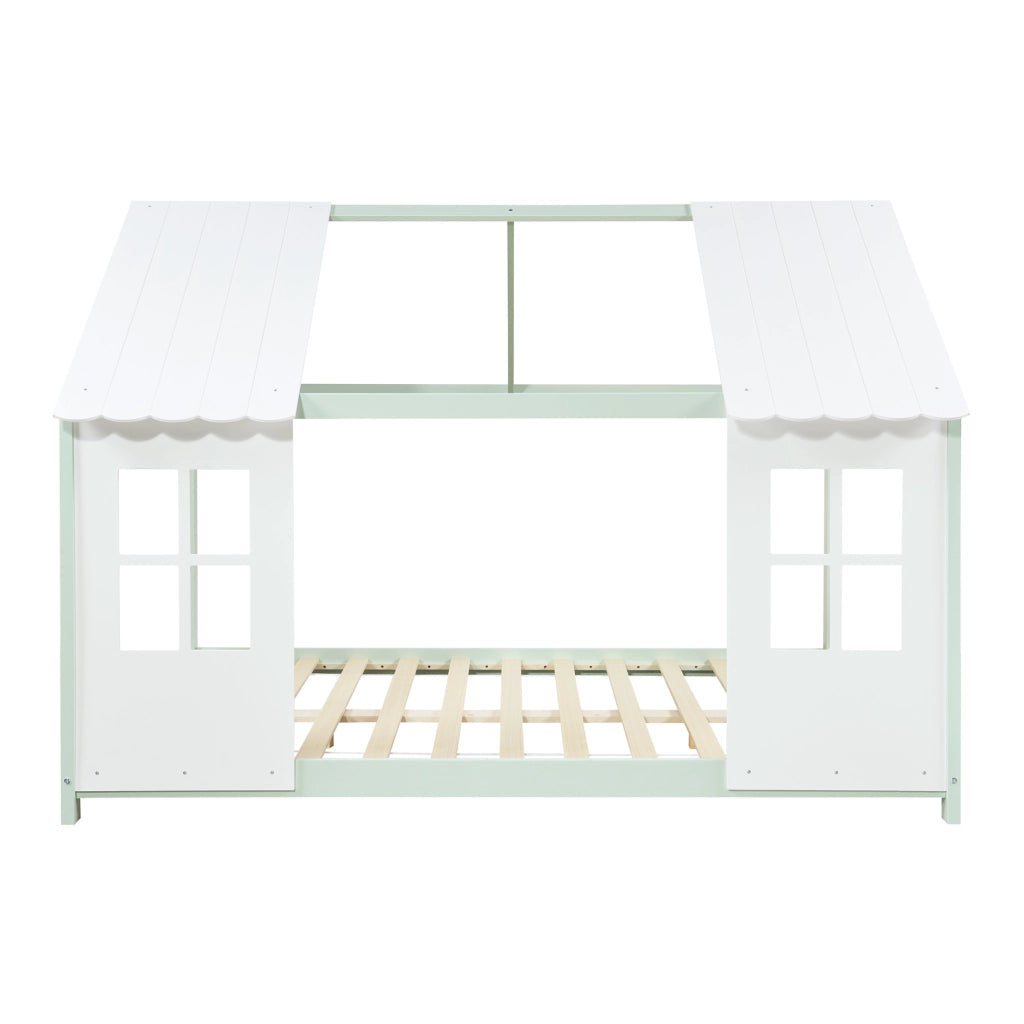 Letto Tostedt per Cameretta a Forma di Casetta Semiaperta 120 x 200 cm Menta Verde / Bianco [en.casa]