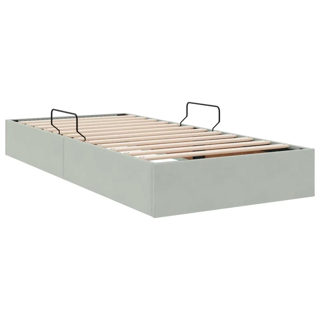 Letto singolo | Letto per adulti | Letto ottomano Grigio Chiaro 90 x 190 cm Velluto