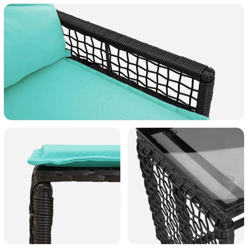 Set di Mobili da Esterno con cuscino 5 pcs Nero e Turchese